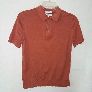 COS Silk Cotton Knit Polo Shirt Mens Medium Burnt Orange Slim Fit Short Sleeve